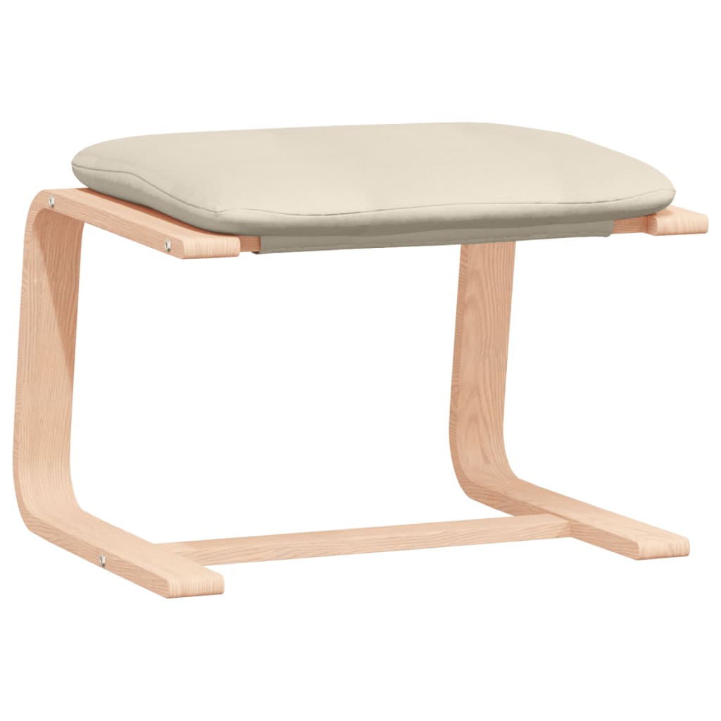 Fåtölj Gräddvit Vilstol med fotpall Tyg