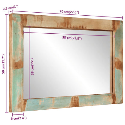 Väggspegel 70x50 cm massivt återvunnet Trä och glas
