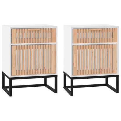 Sängbord 2 st vit 40x30x55,5 cm konstruerat trä&järn
