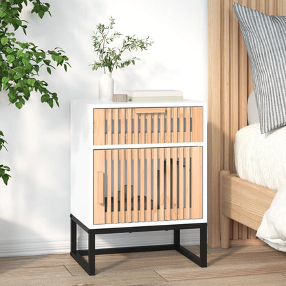 Sängbord 2 st vit 40x30x55,5 cm konstruerat trä&järn