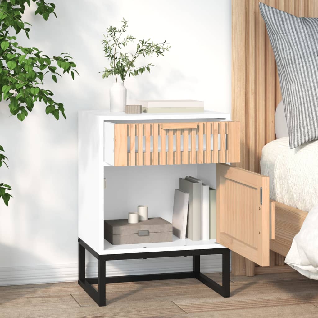 Sängbord 2 st vit 40x30x55,5 cm konstruerat trä&järn