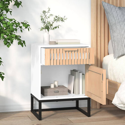 Sängbord 2 st vit 40x30x55,5 cm konstruerat trä&järn