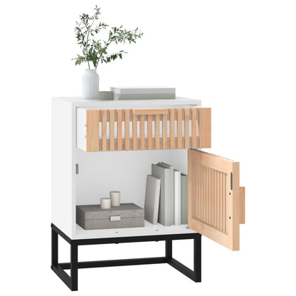 Sängbord 2 st vit 40x30x55,5 cm konstruerat trä&järn