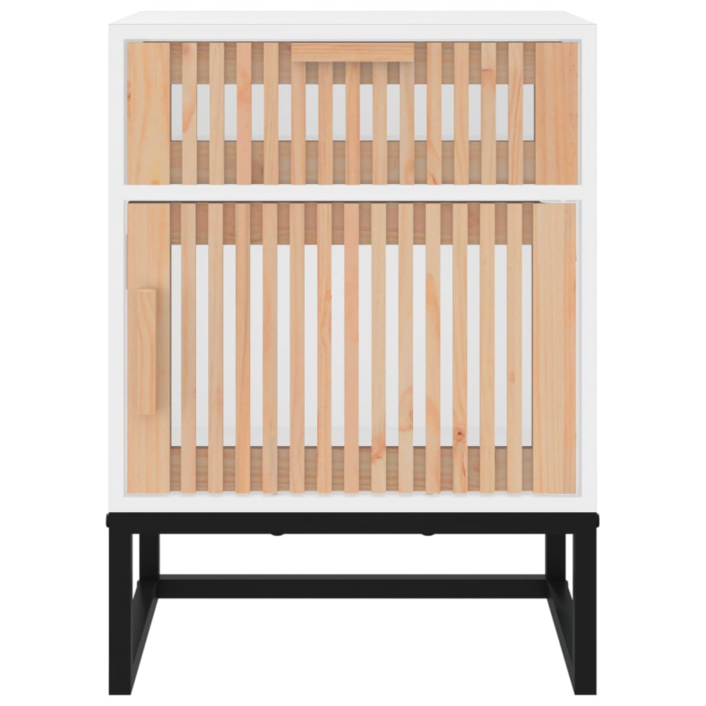 Sängbord 2 st vit 40x30x55,5 cm konstruerat trä&järn