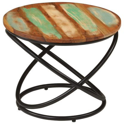 Soffbord Trä Ø50x40 cm massivt återvunnet Trä och stål