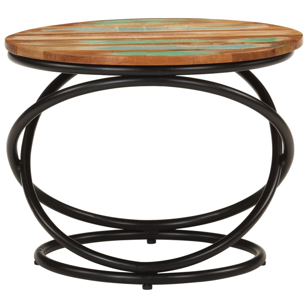 Soffbord Trä Ø50x40 cm massivt återvunnet Trä och stål