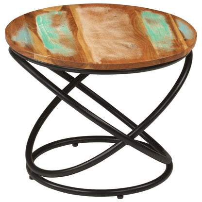 Soffbord Trä Ø50x40 cm massivt återvunnet Trä och stål