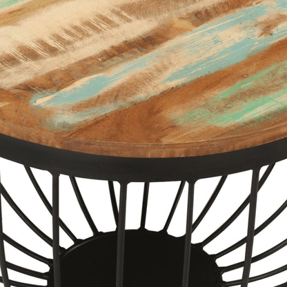 Soffbord Trä Ø50x35 cm massivt återvunnet Trä och stål