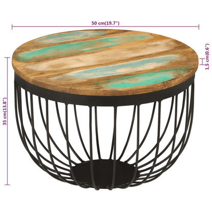 Soffbord Trä Ø50x35 cm massivt återvunnet Trä och stål