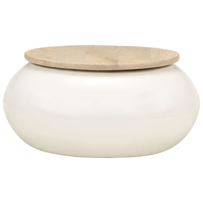 Soffbord Vit 51x51x27 cm massivt mangoträ