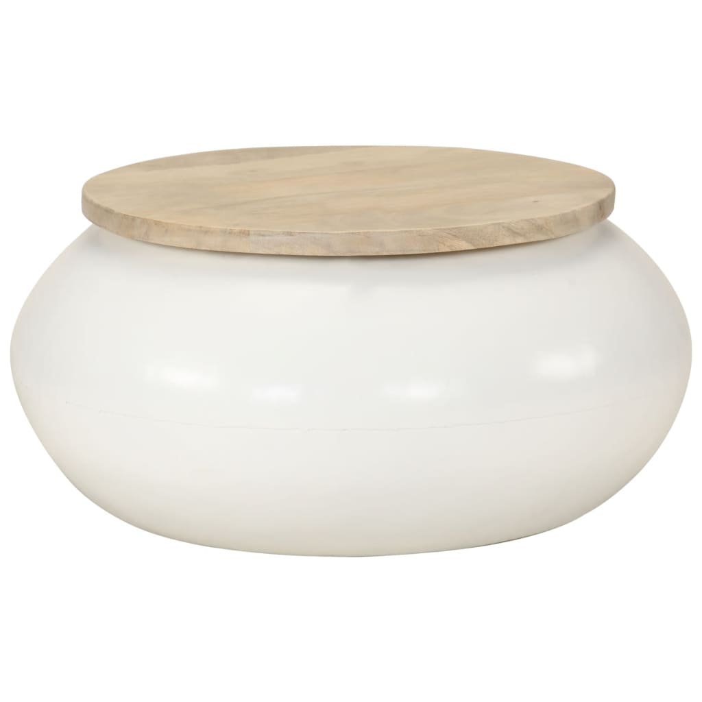 Soffbord Vit 51x51x27 cm massivt mangoträ