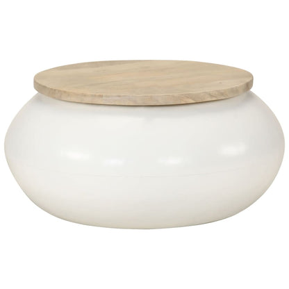 Soffbord Vit 51x51x27 cm massivt mangoträ