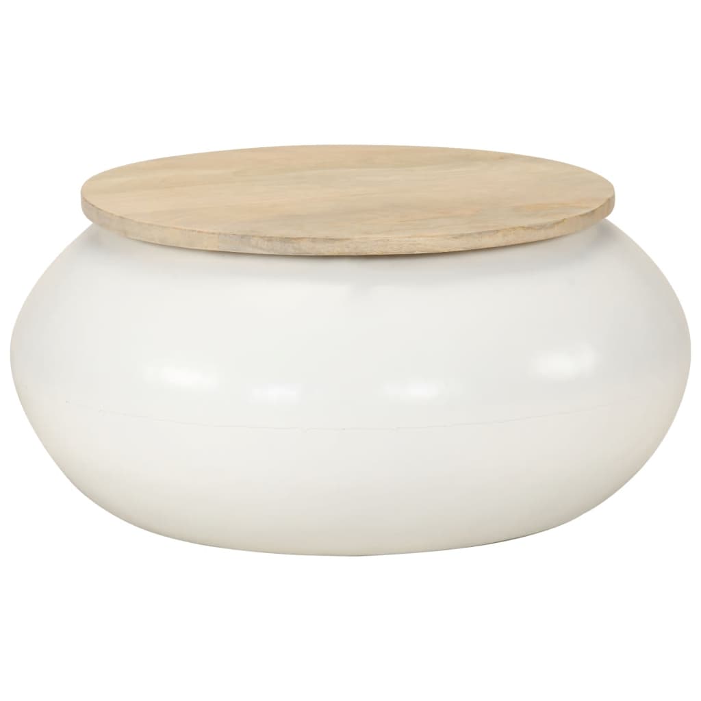 Soffbord Vit 51x51x27 cm massivt mangoträ