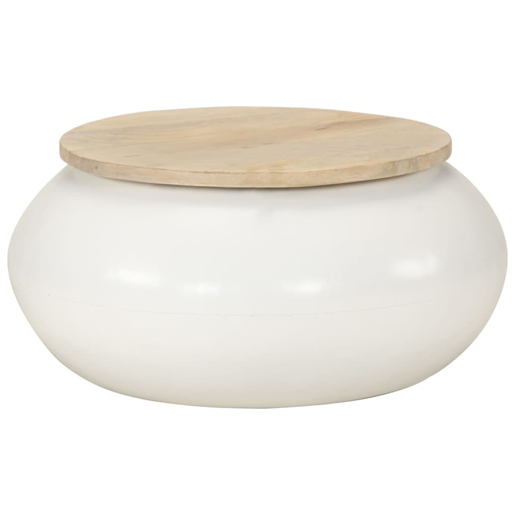 Soffbord Vit 51x51x27 cm massivt mangoträ