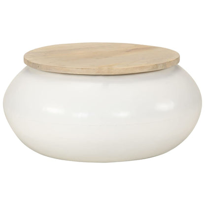 Soffbord Vit 51x51x27 cm massivt mangoträ