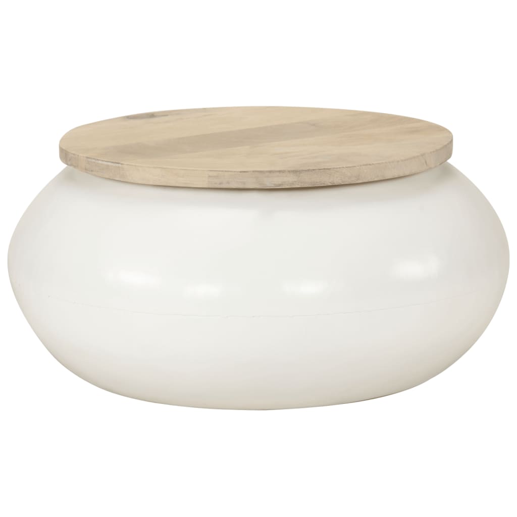 Soffbord Vit 51x51x27 cm massivt mangoträ