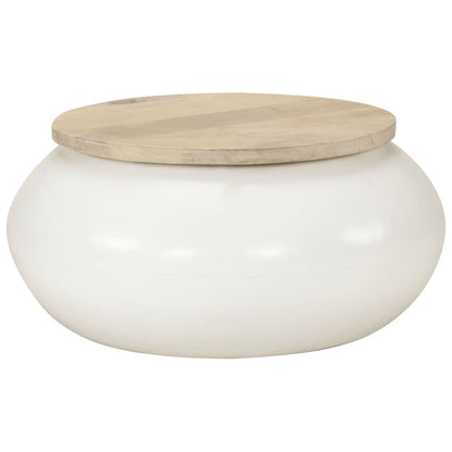 Soffbord Vit 51x51x27 cm massivt mangoträ