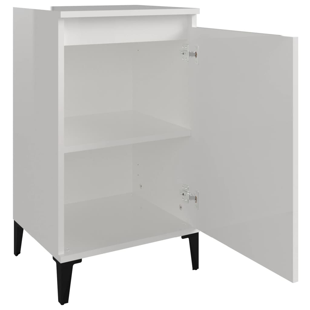 Sängbord 2 st vit högglans 40x35x70 cm konstruerat trä