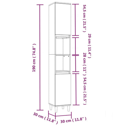 Badrumsskåp Sonoma Ek 30x30x190cm