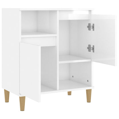 Byrå vit högglans 60x35x70 cm konstruerat trä