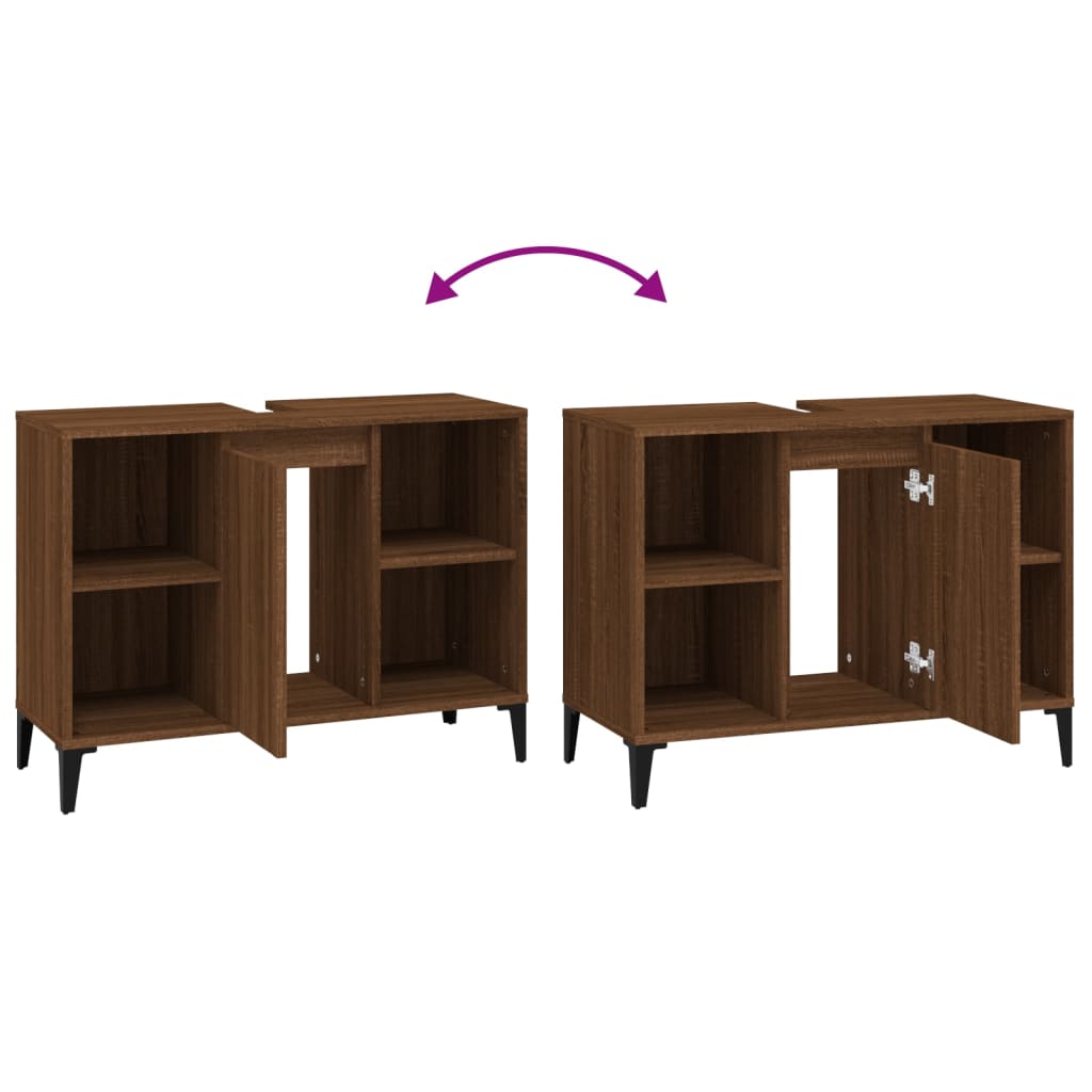 Badrumsunderskåp Brun Ek 80x33x60 cm