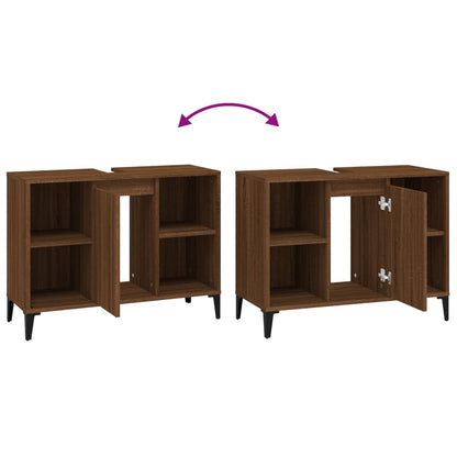 Badrumsunderskåp Brun Ek 80x33x60 cm