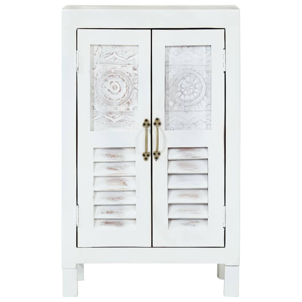 Skåp Vit 55x30x90 cm massivt akaciaträ