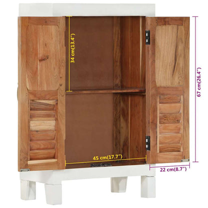 Skåp Vit 55x30x90 cm massivt akaciaträ