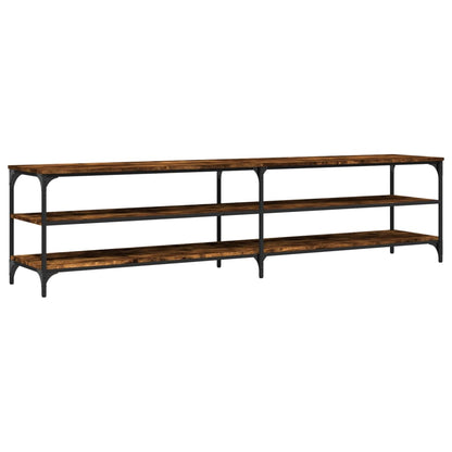 TV-Möbel Rökfärgad Ek TV-Bänk 200x30x50 cm och metall