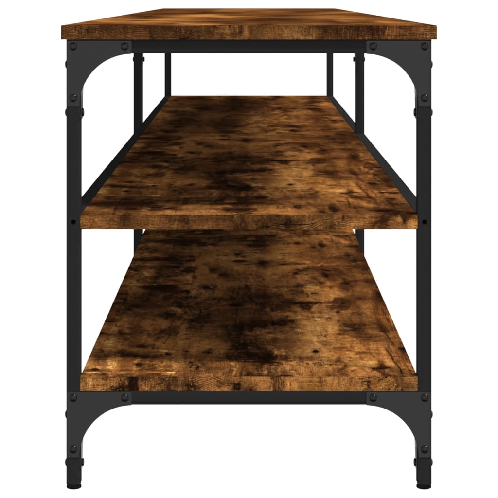 TV-Möbel Rökfärgad Ek TV-Bänk 200x30x50 cm och metall