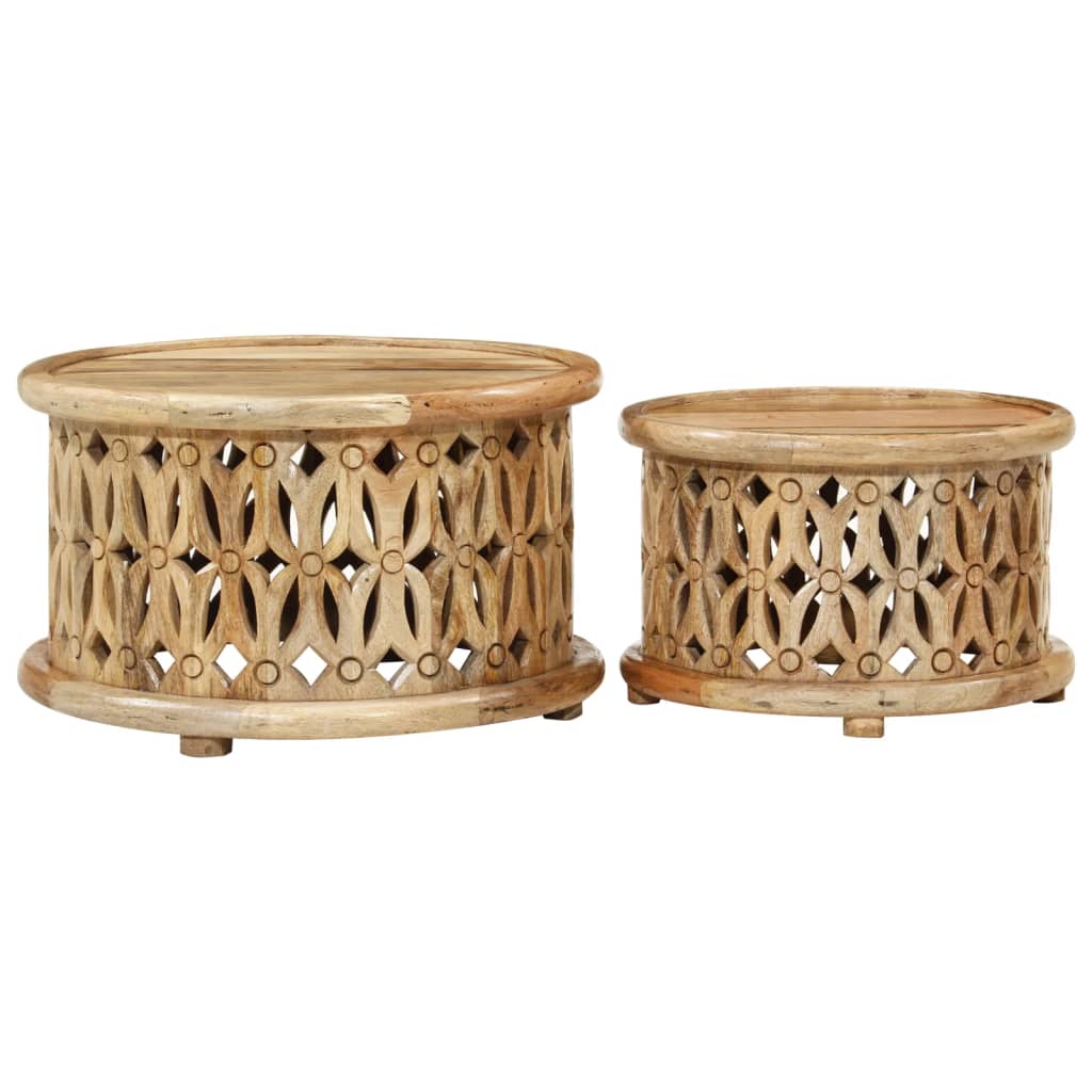 Soffbord Trä 2 st massivt mangoträ