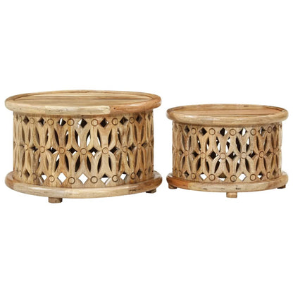 Soffbord Trä 2 st massivt mangoträ