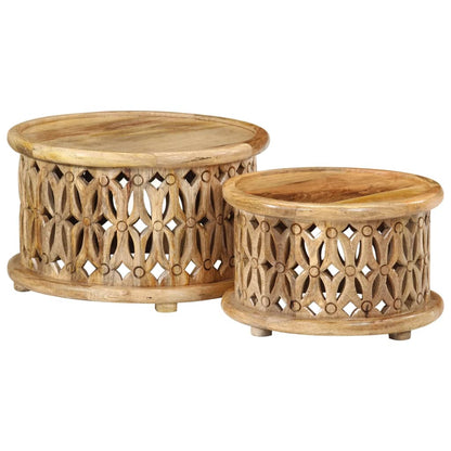 Soffbord Trä 2 st massivt mangoträ