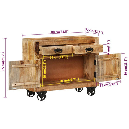 Skänk Trä 80x30x65 cm massivt grovt mangoträ