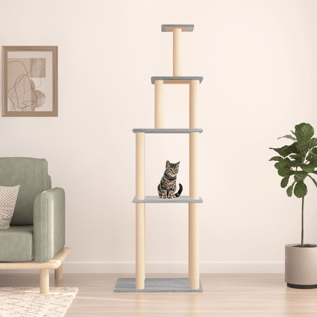 Kattmöbel Klösträd med sisalpelare ljusgrå 183 cm