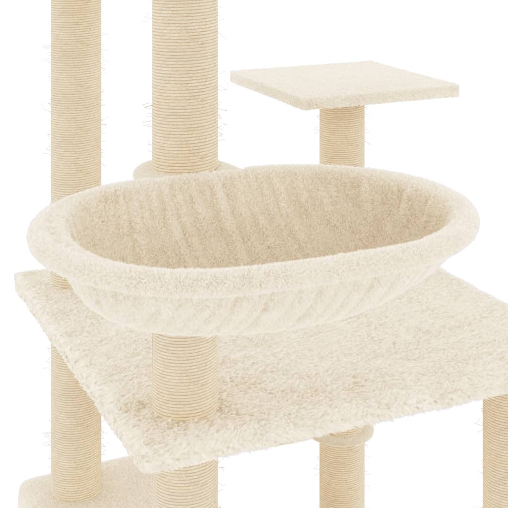 Kattmöbel Katträd med klöspelare sisal gräddvit 141 cm