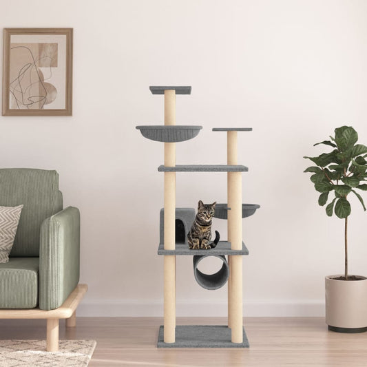 Kattmöbel Klösträd med sisalpelare ljusgrå 141 cm