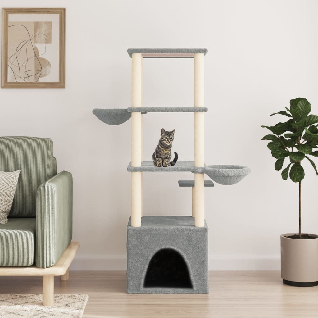 Kattmöbel Klösträd med sisalpelare ljusgrå 147 cm