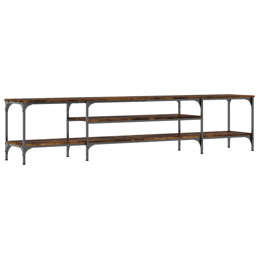 TV-Möbel Rökfärgad Ek TV-Bänk 201x35x45 cm & järn