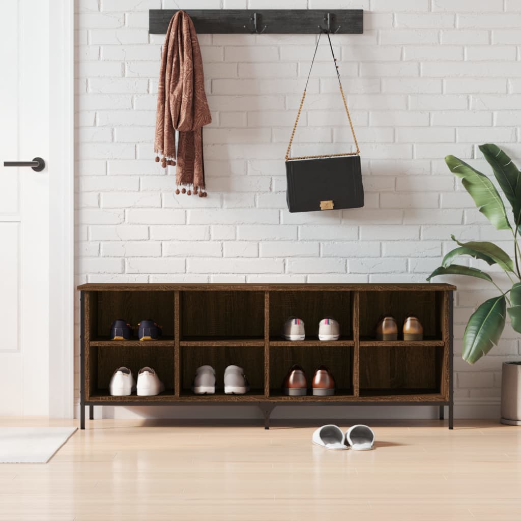 Skoställ Brun Ek Skohylla 131x35x50 cm