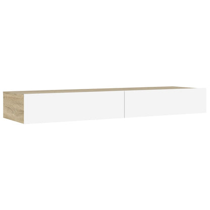 TV-Möbel Sonoma Ek TV-Bänk LED Vit och 120x35x15,5 cm