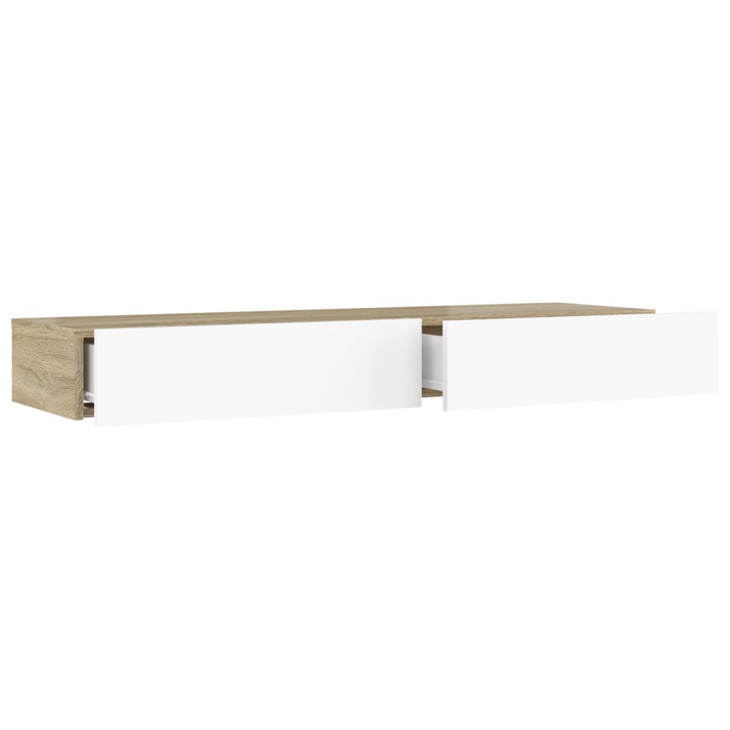 TV-Möbel Sonoma Ek TV-Bänk LED Vit och 120x35x15,5 cm