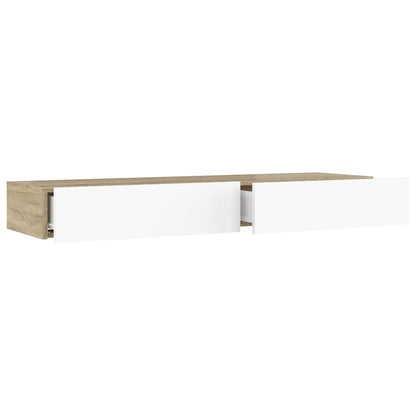 TV-Möbel Sonoma Ek TV-Bänk LED Vit och 120x35x15,5 cm