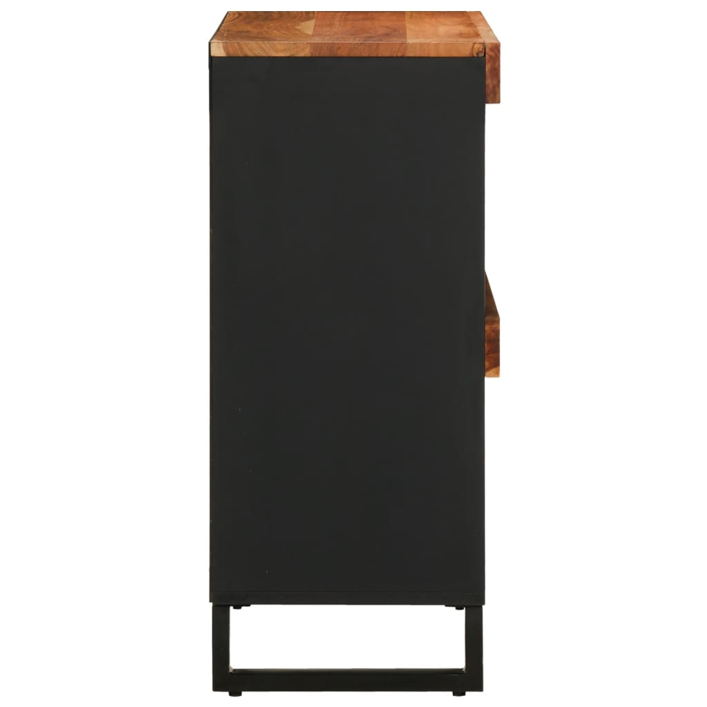 Skåp Svart 85x33x75 cm massivt akaciaträ