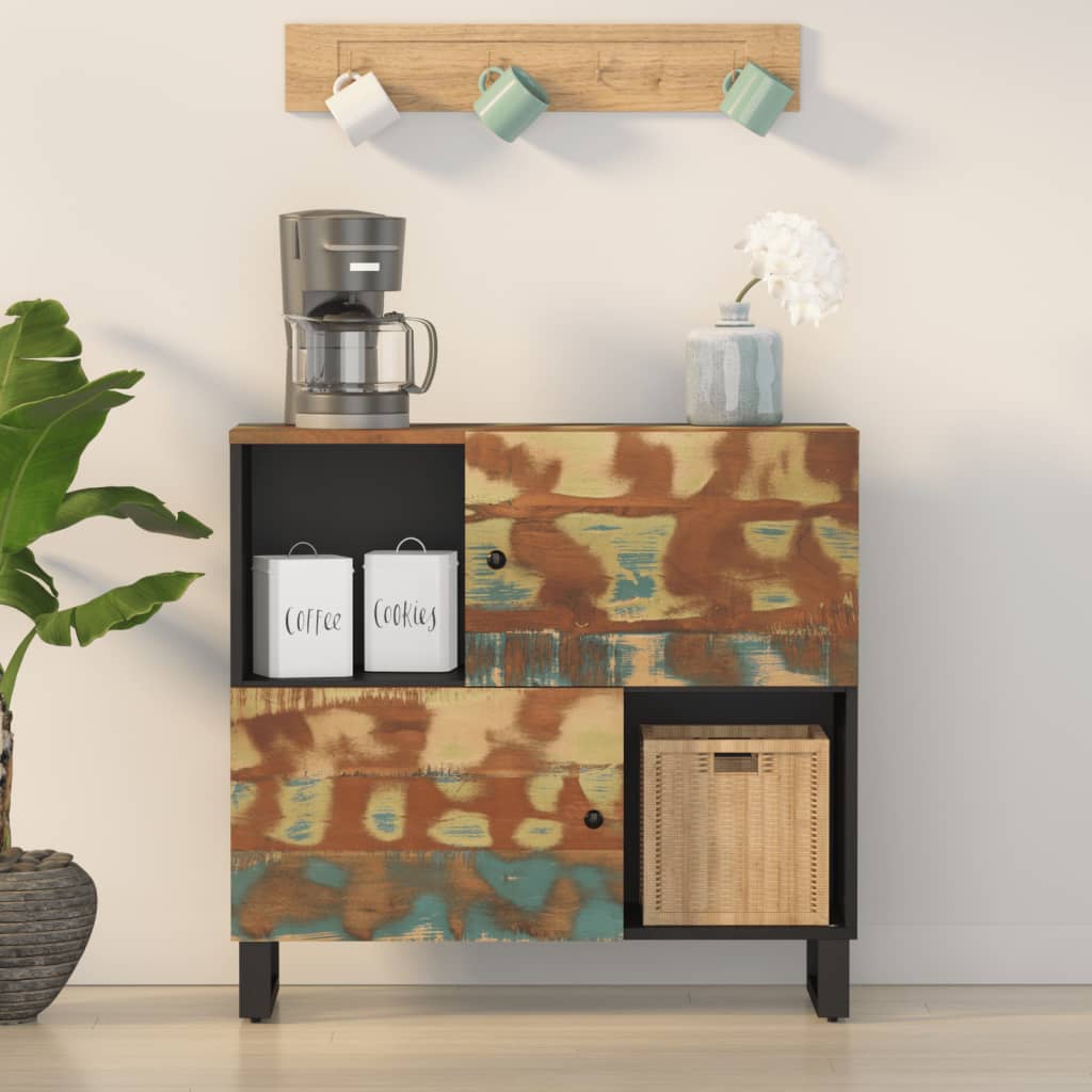 Skänk Trä med 2 dörrar 80x33x75 cm massivt återvunnet trä