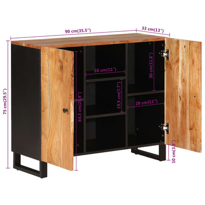 Skänk Trä med 2 dörrar 90x33x75 cm massivt akaciaträ