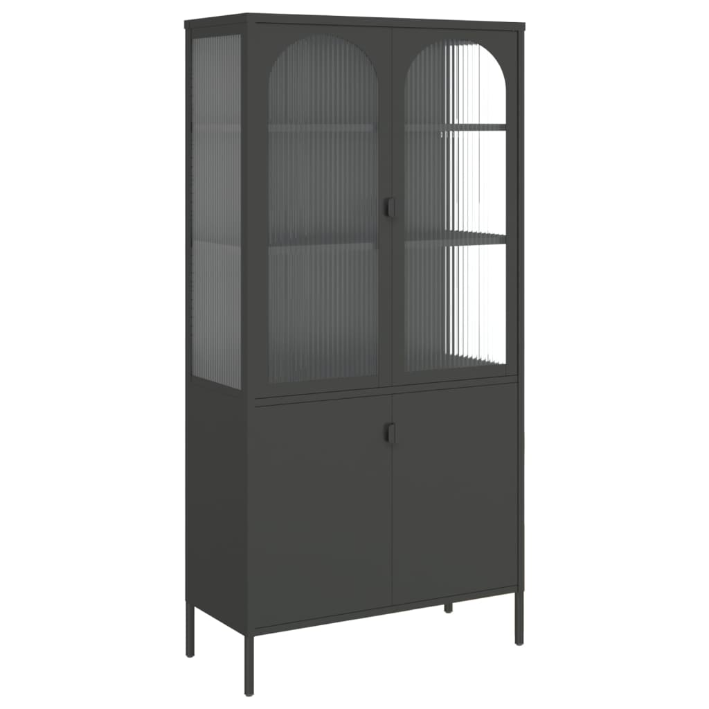 Skåp Svart 90x40x180 cm glas och stål