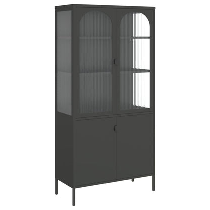 Skåp Svart 90x40x180 cm glas och stål
