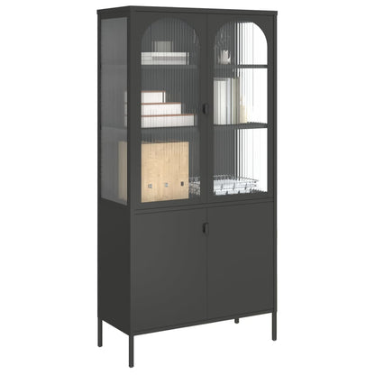 Skåp Svart 90x40x180 cm glas och stål