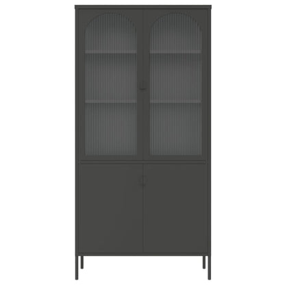 Skåp Svart 90x40x180 cm glas och stål
